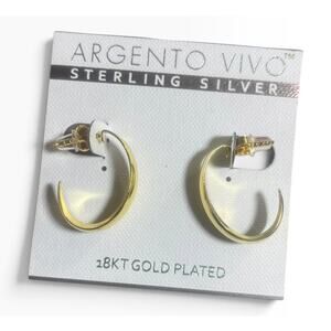 Argento Vivo 18K over Sterling Silver C Hoops NWT